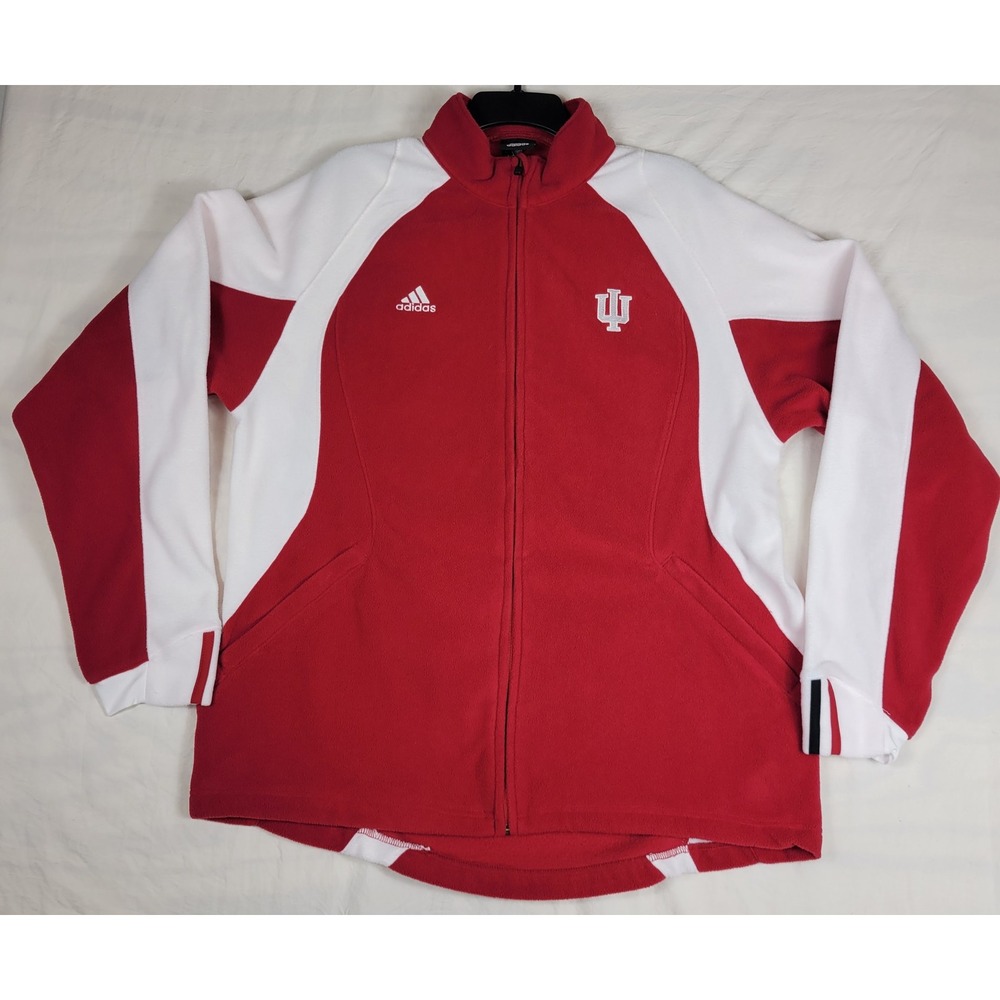 Adidas Indiana University Hoosiers Fleece Jacket Red White Full Zip Mens Medium